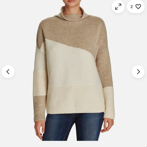 French Connection Sweaters - NWT French Connection Womens Colorblock Long Sleeve Mock Sweater Beige Medium